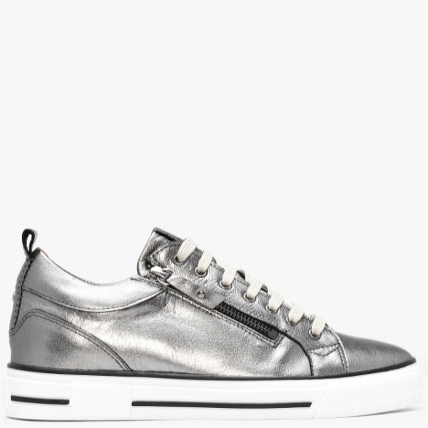 MODA IN PELLE Brayleigh Pewter Leather Trainers Size: 41