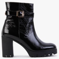 MODA IN PELLE Charisma Black Patent Leather Platform Ankle Boots Colou