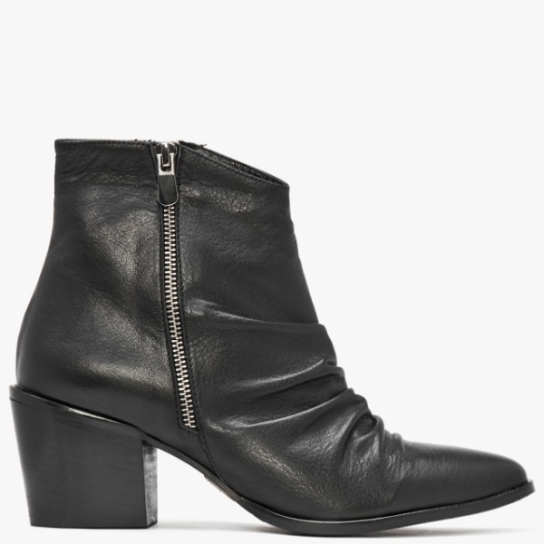 MODA IN PELLE Coralie Black Leather Western Ankle Boots Colour: Black