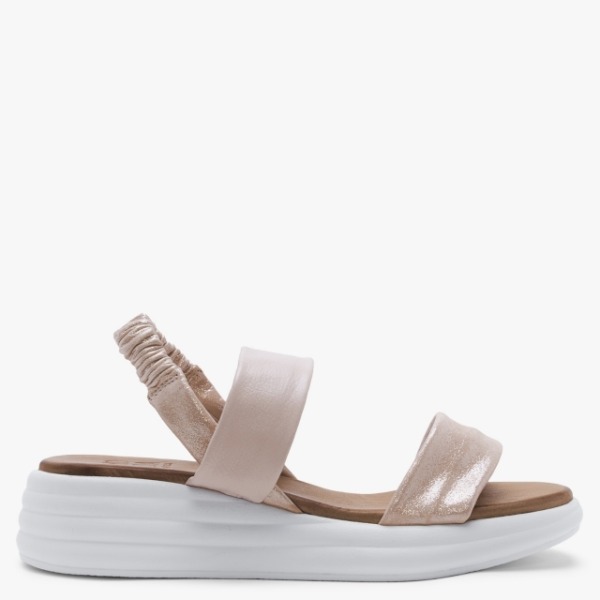 MODA IN PELLE Nicco Nude Leather Flatform Sandals Colour: Nde
