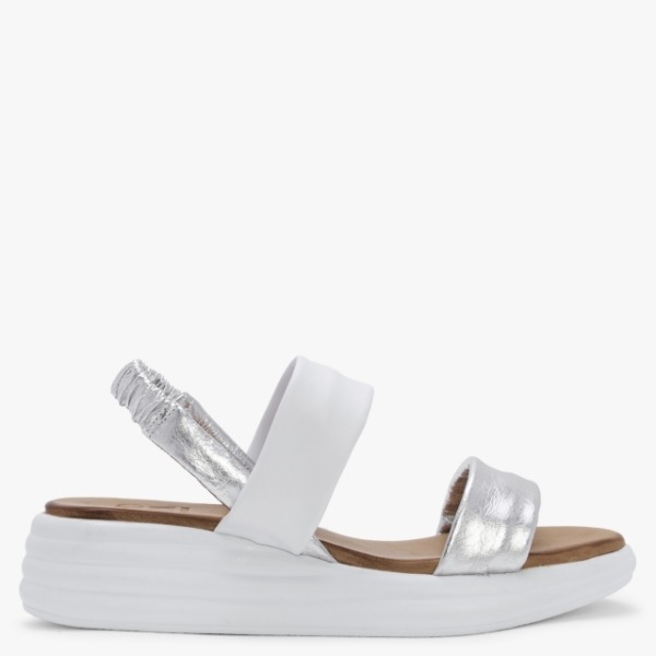 MODA IN PELLE Nicco White Leather Flatform Sandals Colour: Wte