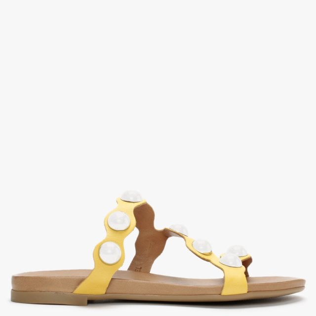 MODA IN PELLE Oriel Yellow Leather Studded Sandals Size: 36