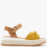 PRATIVERDI Goodsen Yellow Tan Leather & Suede Sandals Size: 40