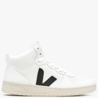 VEJA V-15 Leather Extra White Black High-Top Trainers Colour: Black Le