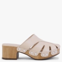 WONDERS Tonic Nude Leather Cutaway Heeled Mules Colour: Ndl