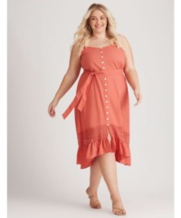 Beme Womens Strappy Woven Dress - Plus Size - Coral - Size 22 UK