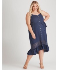 Beme Womens Strappy Woven Dress - Plus Size - Navy - Size 22 UK
