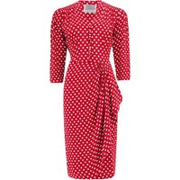 "Mabel" 3/4 Sleeve Dress in Red Polka