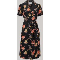 "Peggy" Wrap Dress in Black with Mayflower Print