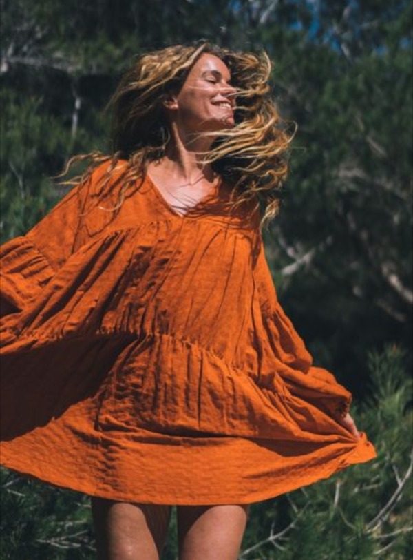 SYMI OCHRE EARTH DRESS by A Perfect Nomad by Young British Designers