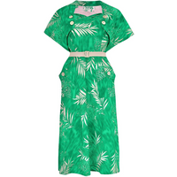 The "Ayda" 2pc Dress & Detachable Shrug Bolero Set In Emerald Palm