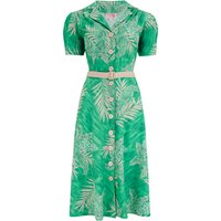 The Charlene Shirtwaister Dress in Emerald Palm Print