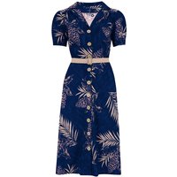 The Charlene Shirtwaister Dress in Sapphire Palm Print