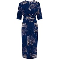 The “Evelyn" Wiggle Dress in Sapphire Palm Print