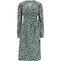 The "Evie" Long Sleeve Wrap Dress in Green Whisp
