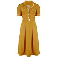 The "Kitty" Shirtwaister Dress in Mustard with Contrast Ric-Rac