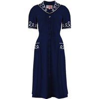 The "Loopy-Lou" Shirtwaister Dress in Navy with Contrast RicRac
