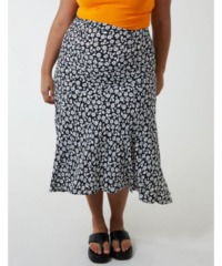 Blue Vanilla Womens Curve Asymmetric Seam Midi Skirt - Black - Size 22 UK
