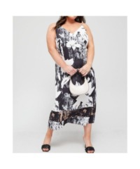 Calvin Klein Womens Curve Recycled Printed Midi Dress in Print - Multicolour - Size 22 UK