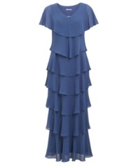 Gina Bacconi Womens Areka Tiered Maxi Dress - Blue - Size 22 UK