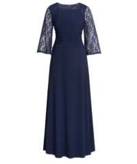 Gina Bacconi Womens Atalanta Sequin Lace Sleeved Maxi Dress - Navy - Size 22 UK