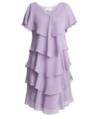 Gina Bacconi Womens Bella Georgette Tiered Dress - Lilac - Size 22 UK