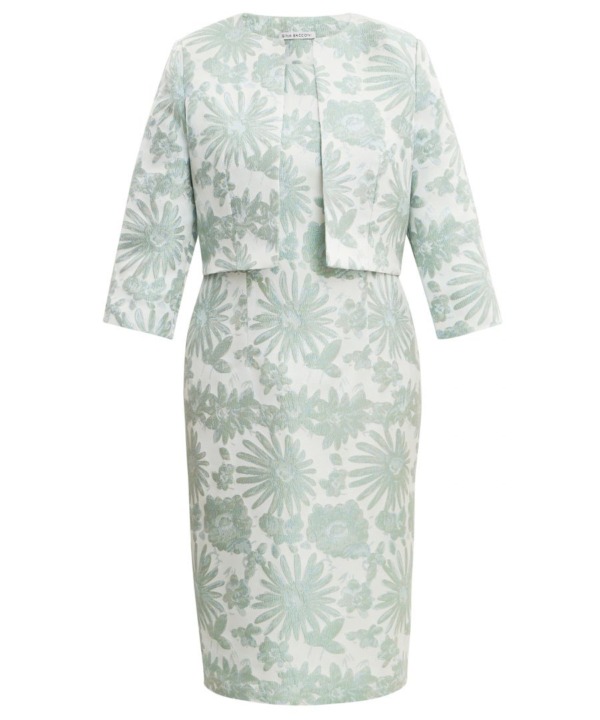 Gina Bacconi Womens Emeline Jacquard Sheath Dress And Bolero - Green - Size 22 UK