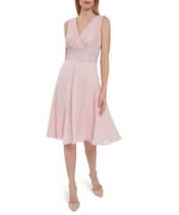 Gina Bacconi Womens Gracie Metallic Corded Lace Dress - Pink - Size 22 UK