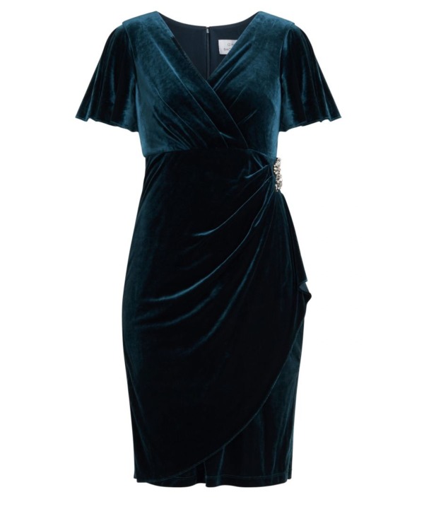 Gina Bacconi Womens Kadie Velvet Dress With Embellishment Detail - Green - Size 22 UK