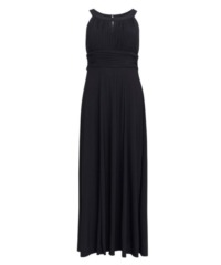 Gina Bacconi Womens Kelsie Ruched Waist Keyhole Neck Maxi Dress - Black - Size 22 UK