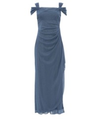 Gina Bacconi Womens Shree Cold Shoulder Glitter Mesh Dress - Blue - Size 22 UK