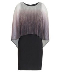 Gina Bacconi Womens Shyla Foil Cape Chiffon Cocktail Dress - Black - Size 22 UK