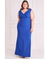 Goddiva Womens Front Wrap Off The Shoulder Maxi Dress - Blue - Size 22 UK