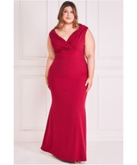Goddiva Womens Front Wrap Off The Shoulder Maxi Dress - Wine - Size 22 UK