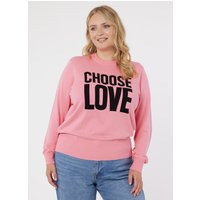 Joanie Aphrodite Choose Love Slogan Knit - Pink - Medium (UK 12-14)  - Sustainable Organic Cotton