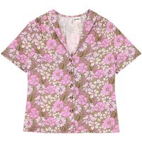 Joanie Babette Pink Floral Print Short Sleeve Blouse - 12