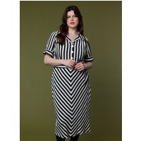 Joanie Bus Stop X Joanie - Carnaby Monochrome Stripe Shirt Dress - 12