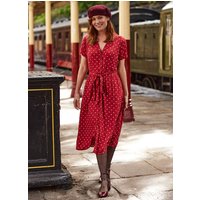 Joanie Carly Polka Dot Print Dress - Red - 12