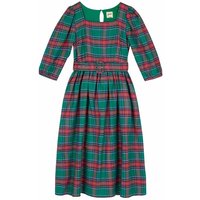 Joanie Gina Puff Sleeve Tartan Midi Dress - Green - 12