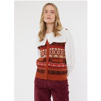 Joanie Hamish Fair Isle Sweater Vest - Rust - Medium (UK 12-14)