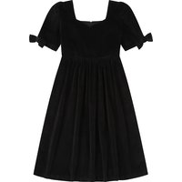 Joanie Laura Ashley X Joanie - Bronwyn Black Velvet Midi Dress-12  - Sustainable Organic Cotton