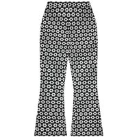 Joanie Powers Monochrome Daisy Print Flared Jersey Trousers - 12