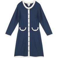 Joanie Twig Contrast Trim Knitted Dress - Navy - Medium (UK 12-14)