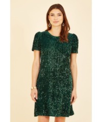 Mela London Womens Green Sequin Tunic