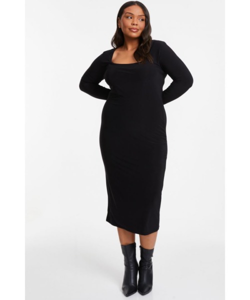 Quiz Womens Curve Black Bodycon MidI Dress - Size 22 UK