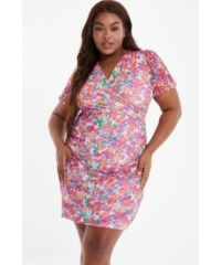 Quiz Womens Curve Multicoloured Ditsy Print Mini Dress - Multicolour - Size 22 UK