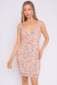 Aftershock London Holly Rose Gold Sequin Mini Cami Dress