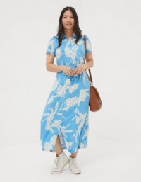 FatFace Aster Textured Leaves Midi Dress