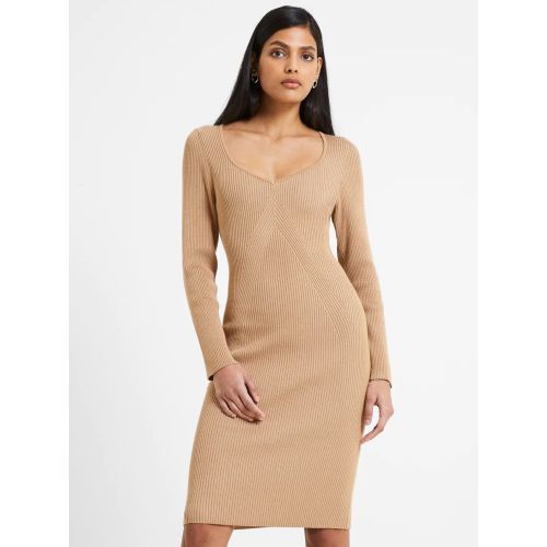 French Connection Womens Light Tobacco Brown Mari Knit Dress by Designer Wear GBP39