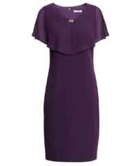 Gina Bacconi Womens Devlyn Short V-Neck Sheath Dress With Popover Bodice And Embellishment Detail - Purple - Size 22 UK